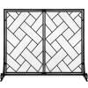 2-Panel Wrought Iron Geometric Fireplace Screen w/ Magnetic Doors - 44x33in