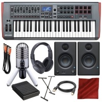 Novation Impulse 49 USB Midi Keyboard Controller with PreSonus Eris E3.5 Monitors, Samson Meteor Mic USB Microphone. Appears New