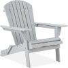 Folding Adirondack Chair Outdoor Wooden Accent Furniture Fire Pit Lounge Chairs for Yard, Garden, Patio w/ 350lb Weight Capacity