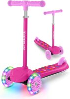TONBUX Kids Scooter for Ages 3-8, Toddler Scooter with Light-Up Wheels, Adjustable 4-Level Height 3-Wheel Scooters for Kids, Lean-to-Steer Design