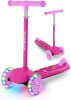 TONBUX Kids Scooter for Ages 3-8, Toddler Scooter with Light-Up Wheels, Adjustable 4-Level Height 3-Wheel Scooters for Kids, Lean-to-Steer Design