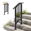 VINGLI 1-2 Steps Handrails for Outdoor with Drainage Holes and Straight Ends Wrought Iron