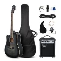 Glarry GMA101 Left Handed 41 Inch EQ Acoustic Guitar w/15W Amp Black