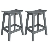 VINGLI 24-in 2-Pcs HDPE Weather-Resistant Patio Bar Stools Grey