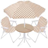 Kids Outdoor Table and Chair Set with Umbrella, Foldable Toddler Set