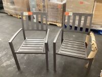 Lot of (2) StyleWell Stacking Steel Slat Outdoor Dining Chair in Dark Taupe