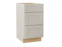 Hampton Bay Shaker 18 in. W x 24 in. D x 34.5 in. H Assembled 3 Drawer Base Kitchen Cabinet in Dove Gray
