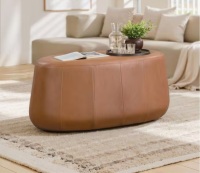 Lifestyle Solutions Kelsey Carmel Faux Leather Upholstered Ottoman