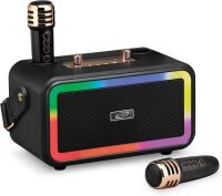 iLive Bluetooth Karaoke Machine with 2 Wireless Microphones & LED Lights