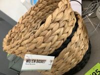 2Pack Two-Tone Round Woven Water Hyacinth Basket
