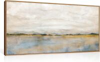 HLNIUC Large Abstract Horizontal Wall Art,Neutral Distant Mountain Wall Decor