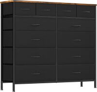 VASICAR Dresser for Bedroom with 12 Drawers, Tall Fabric Drawer Dressers Storage Organizer Cabinet, Compact Chest of Drawers for Closet, Nursery, Living Room, Laundry, Entryway, Apartment (Black)