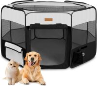 Akinerri Portable Dog Playpen, Foldable Pet Play Pen for Puppy Cat, Black