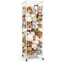 Umimile Stuffed Animal Storage Organizer with Wheels, Adjustable Shelf, Steel Frame