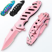 Pink Pocket Knife for Women - Legal Small Knife - 2.68 Inch Serrated Blade - Womens Knife for Self Defense - Cute Girl Survival Tool Pocket & Folding Knives - Mothers Day Gift Idea - 6655 P