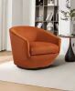 Modern Orange Velvet Swivel Accent Arm Chair with Metal Base