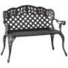 2-Person Aluminum Bench w/ Lattice Backrest and Seat, Rose Detailing, Bronze&nbsp;