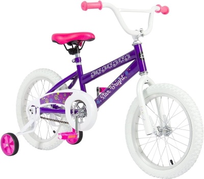 16" Girl's Purple Princess Bike W/Training Wheels & Basket 