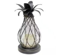 Case of (3) Hampton Bay 12.5 in. Aged Bronze Outdoor Patio LED Candle Pineapple Lantern