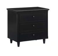 Modern Black 3-Drawer Exquisite Solid Wood Cabinet Nightstand (28.1 in. H x 27.9 in. W x 16.9 in. D)