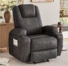 Power Lift Recliner Chair (Leathaire) with Massage, 2-Cup Holders Side Pockets Black