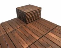 Brown 12 in. x 12 in. x 0.75 in. Wood Striped Interlocking Deck Floor Tiles, 10pc