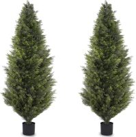 2FT Artificial Cedar Topiary Trees, Set of 2