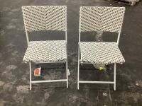 Lot of (2) StyleWell Serena Folding Chevron Wicker Outdoor Dining Chair