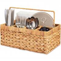 Handwoven Silverware Organizer w/ Handle, 5 Compartments