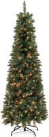 7.5ft Pre-Lit Hinged Fir Artificial Pencil Christmas Tree w/ 350 Warm White Lights, Foldable Stand&nbsp;