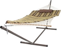 Cotton Rope Hammock & 12 Feet Steel Stand Combo w/ Stripe Pad and Pillow&nbsp;