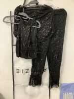 Black Sequin 3-Piece Apparel Set (Pants, Top and Shorts)