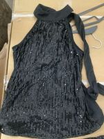 Black Sequin Halter-Neck Top and Matching Shorts Set