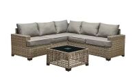 Ulrica 6-Piece Wicker Outdoor Sectional Set with Dark Gray Cushions