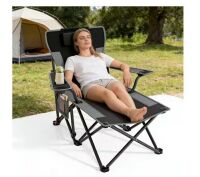 Adjustable Camping Chair with Foot Rest,90&deg;- 140&deg;Reclining Lounge Chair Heavy Duty Outdoor Chairs, 500 lbs Capacity