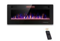 42 in. Wall Mount Low Noise Electric Fireplace with Remote Control and Touch Screen, Multi Color Flame in Black
