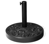 45 lbs. Round Cement Weather-Resistant Outdoor Umbrella Base with Adjustable Pole in Black