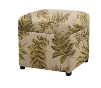 Jennifer Taylor Jacob Tan Floral Jacquard Polyester Cube Storage 18 in. Ottoman