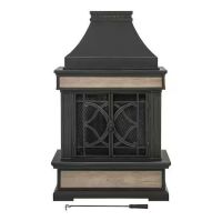 Sunjoy Heirloom 56.69 in. H Slate Wood Burning Fireplace - Black