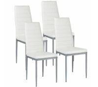 Set of 4 PU Leather Dining Room Chairs, 300lbs Capacity - White