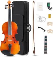 4/4 Full Size Acoustic Violin Complete Kit with Handcrafted Board, Starter Lightweight Hard Case