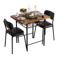 VINGLI 3-Piece Dining Table Set with Upholstered Chairs for Small Spaces