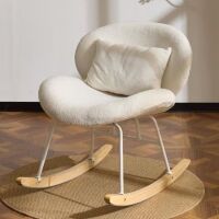 Velvet Teddy Velvet White Modern Rocker Chair