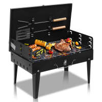 ROSUN 18" Portable Charcoal Grill Foldable with Barbecue Lid