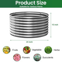 CATMANOR 6-Panel Round Galvanized Steel Garden Bed Kit