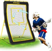 SPOYNAL 4 x 7 FT Lacrosse Rebounder, 5-Angle Adjustable Sports Net Target strip and bounce-back net for solo lacrosse drills; also supports soccer, baseball and volleyball backyard practice