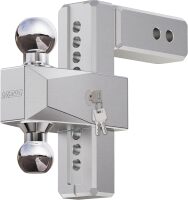 MZS Adjustable Trailer Hitch - Fits 3 Inch Receiver Hitch - 8-Inch Adjustable Drop Hitch - Heavy Duty Aluminum Tow Hitch for Truck(21,500 LBS GTW) Chrome