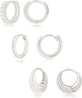 Poxtex Small Gold Huggie Hoop Earrings Stacks for Women, Hypoallergenic 925 Sterling Silver Stud Earring for Multiple Piercings, Lightweight Mini Cute Dainty Trendy Cartilage Hoops Jewelry Set Gift