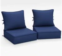 24 x 24 x 6.5 in. Outdoor Waterproof Deep Seat Cushion with Removable Cover for Sofa, Chair, Sectionals (2 -Pack) Blue