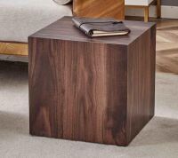 Polibi 16 in. Walnut Square MDF Coffee Table with Wood Grain Texture Finish